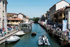 View of Navigli during boat fair
